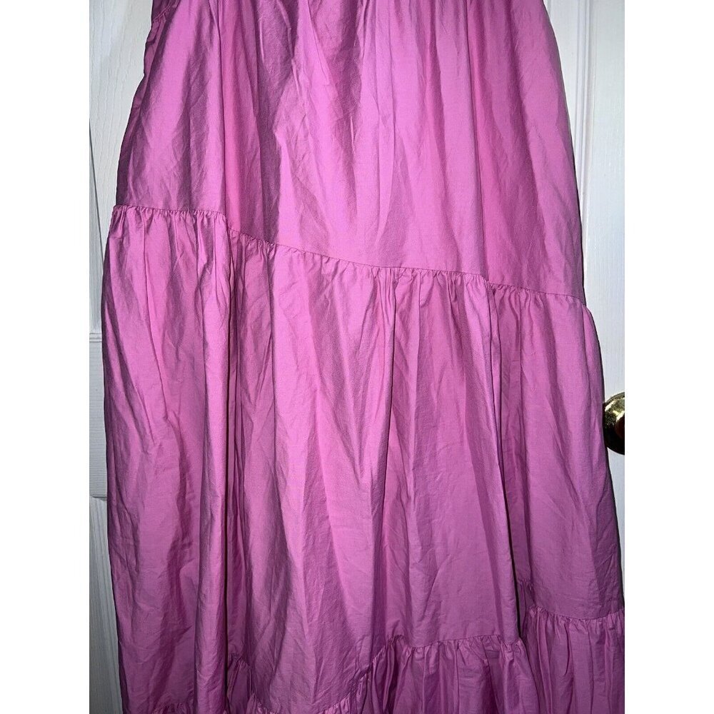 NWT MNG Mango ORGANIC COTTON Pink Sleeveless Parachute Maxi Dress Sz 8 - Picture 15 of 16